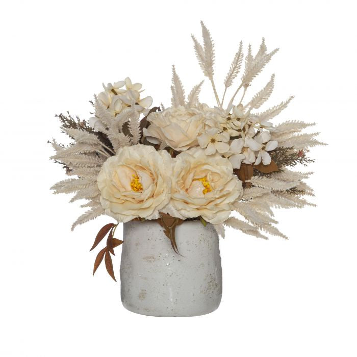 Dried Look Bouquet-Reese Pot 27cm Cr